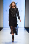 Federica Tosi show — Riga Fashion Week SS17 (looks: black leather biker jacket, black skirt)