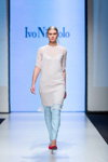 Ivo Nikkolo show — Riga Fashion Week SS17 (looks: white dress, sky blue trousers, red pumps)