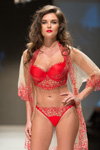 Lingerie show — Riga Fashion Week SS17 (looks: red bra, red briefs, white transparent peignoir)