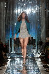 M-Couture show — Riga Fashion Week SS17 (looks: checkered jumpsuit, aquamarine blazer)