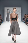 BOBKOVA show — Ukrainian Fashion Week FW16/17 (looks: black transparent top, grey midi skirt, black pumps)