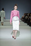 Hanna Frolova. Label One show — Ukrainian Fashion Week FW16/17 (looks: burgundy pumps, white skirt)