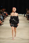 Alonova show — Ukrainian Fashion Week SS17 (looks: black mini leather dress)