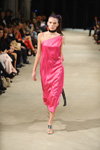 Tanya Novotna. Alonova show — Ukrainian Fashion Week SS17 (looks: fuchsiacocktail dress, silver sandals, horsetail (hairstyle))