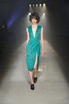 ARTEMKLIMCHUK show — Ukrainian Fashion Week SS17 (looks: green neckline dress with slit, black pumps)
