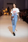 Elena Burba show — Ukrainian Fashion Week SS17 (looks: white top, sky blue jeans, black pumps)