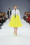 Arina Lubiteleva. Label One show — Ukrainian Fashion Week SS17 (looks: white blouse, yellow skirt, yellow pumps)