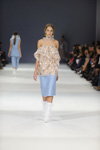 Nadya Dzyak show — Ukrainian Fashion Week SS17 (looks: white knee-highs, white pumps, sky blue skirt)