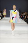 Nadya Dzyak show — Ukrainian Fashion Week SS17 (looks: white pumps, mini multicolored dress, white socks)