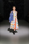 NAVRO show — Ukrainian Fashion Week SS17 (looks: flowerfloral multicolored dress, blue jean jacket)