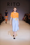 RITO show — Ukrainian Fashion Week SS17 (looks: yellow top, sky blue skirt, black pumps)