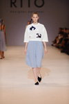 RITO show — Ukrainian Fashion Week SS17 (looks: white jumper, sky blue skirt, black pumps)