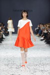 Yana Belyaeva show — Ukrainian Fashion Week SS17 (looks: coral dress, white knee-highs)