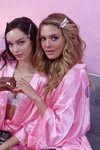 Maria Borges, Luma Grothe, Megan Williams. Backstage — Victoria's Secret Fashion Show 2016 (looks: pink peignoir)