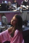 Georgia Fowler. Backstage — Victoria's Secret Fashion Show 2016 (looks: pink peignoir)