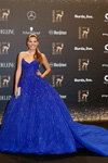 Victoria Swarovski. Tom Jones, Arnold Schwarzenegger, Claudia Schiffer — BAMBI 2017 (looks: blueevening dress)