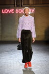 Ganni show — Copenhagen Fashion Week aw17 (looks: lilac jumper, khaki trousers)