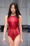 SKINY lingerie show — CPM FW17/18 (looks: red guipure bodysuit)