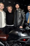 Alessandro Borghi, Renzo Rosso, Giulio Berruti, Andrea Rosso. Presentación de Ducati x Diesel. Milano Moda Uomo fashion week