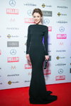 Yulianna Karaulova. Awards ceremony. Hello! (looks: blackevening dress)