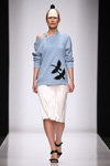 DIMANEU show — MBFWRussia fw17/18 (looks: knitted sky blue jumper, white skirt, black sandals)