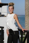 Johanna Nedel. Final — Miss Germany 2017 (looks: white blouse, black trousers)