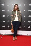 Guests — Riga Fashion Week AW17/18 (looks: blue trousers, white top, khaki flowerfloral jacket)