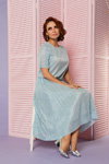 Liasan Utiasheva. Lookbook de BAON by Liasan Utiasheva SS17 (looks: zapatos de tacón plateados, vestido azul claro)