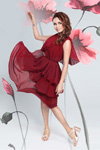 BAON by Liasan Utiasheva SS17 lookbook (looks: burgundycocktail dress; person: Liasan Utiasheva)