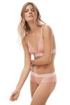 Constance Jablonski. Etam AW2017 lingerie campaign (looks: pink guipure bra, pink guipure briefs)