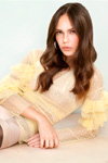 THE GIRL. Fiore lookbook (looks: yellow blouse, black tights)