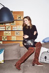 Floris van Bommel AW17 campaign (looks: suede brown knee high boots)