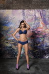 Freya AW17 lingerie campaign (looks: blue bra, blue briefs, fuchsia socks, black pumps)