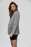 Miss Selfridge AW17 lookbook (looks: black fishnet tights, grey checkered blazer, black mini skirt)