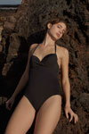 Oysho SS17 swimwear campaign (looks: black closed swimsuit)