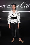 Eva Fontanelli. Cartier Legendary Thrill party (looks: white polka dot blouse, black belt, black trousers)