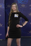 Maryna Guc. Casting "Miss Białorusi 2018" (ubrania i obraz: sukienka mini czarna obcisła)
