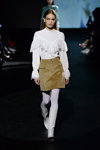 Baum und Pferdgarten show — Copenhagen Fashion Week aw18/19 (looks: white tights, white boots, white blouse, khaki mini skirt)
