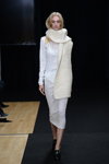 By Signe show — Copenhagen Fashion Week aw18/19 (looks: white midi dress, black pumps, white scarf, blond hair)