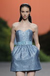 Larissa Marchiori. THE 2ND SKIN CO. show — MBFW Madrid SS19 (looks: sky bluecocktail dress, sky blue belt)