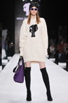 Bella Potemkina show — MBFWRussia FW18/19 (looks: knitted white dress, black boots, violet bag)