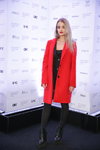 Guests — MBFWRussia FW18/19 (looks: blond hair, black tights, red coat, black ankle boots)