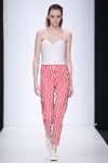 KETIone show — MBFWRussia FW18/19 (looks: white top, striped red and white trousers, whitesneakers)