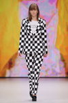 REBEL SCHOOL show — MBFWRussia FW18/19 (looks: black pumps, white top, checkered black and white pantsuit)