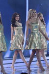 Victoria Dralova, Ksienija Asavickaja, Daria Brazovskaya, Margarita Martynova, Victoria Gorbach, Kaciaryna Gudkova, Dziyana Astapchyk. Final — Miss Belarus 2018. Dresses (looks: gold dress)