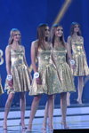 Maryna Guc, Lidia Lis, Victoria Dralova, Maria Perviy. Gala final — Miss Belarús 2018. Dresses (looks: vestido dorado)