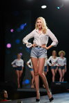 Miss Blonde Ukraine 2018 (looks: sky blue denim shorts, white blouse)
