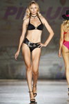 Pin-Up Stars swimwear show — Milan Fashion Week SS2019 (looks: black swimsuit, black sandals)