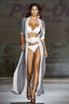 Sara Soldati. Pin-Up Stars swimwear show — Milan Fashion Week SS2019 (looks: white swimsuit)