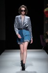 BLCV by Bulichev show — Riga Fashion Week SS19 (looks: grey blouse, sky blue denim shorts)